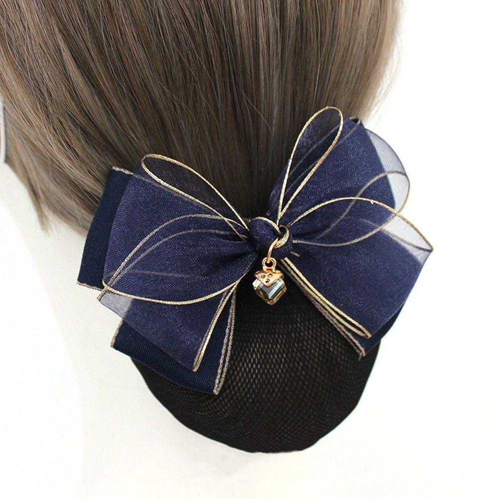 Vintage Simple Spring Clip Retro Elegant Cloth Mesh Snood Bow headwear Women Headdress Hairnet