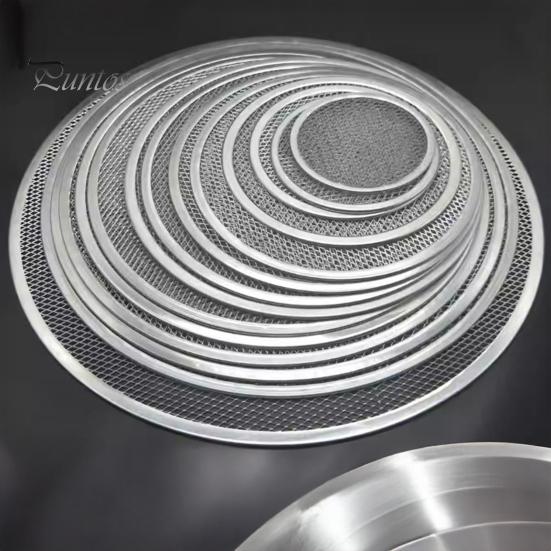 Aluminum Baking Pan Alloy Pizza Screen, Non Stick Mesh Pan, Professional Tool Round Crisper Tray for Oven Home Kitchen Restaurant Cooking Griddle