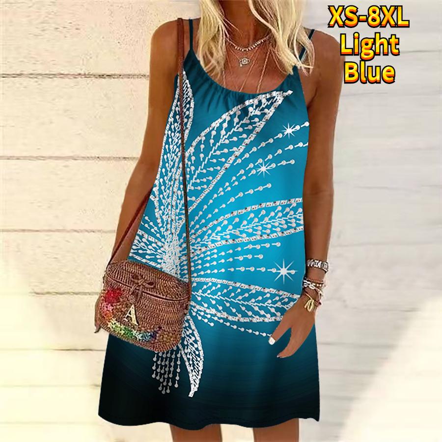 Женское мини-платье с ярким бриллиантом и большим цветочным принтом — фото 9