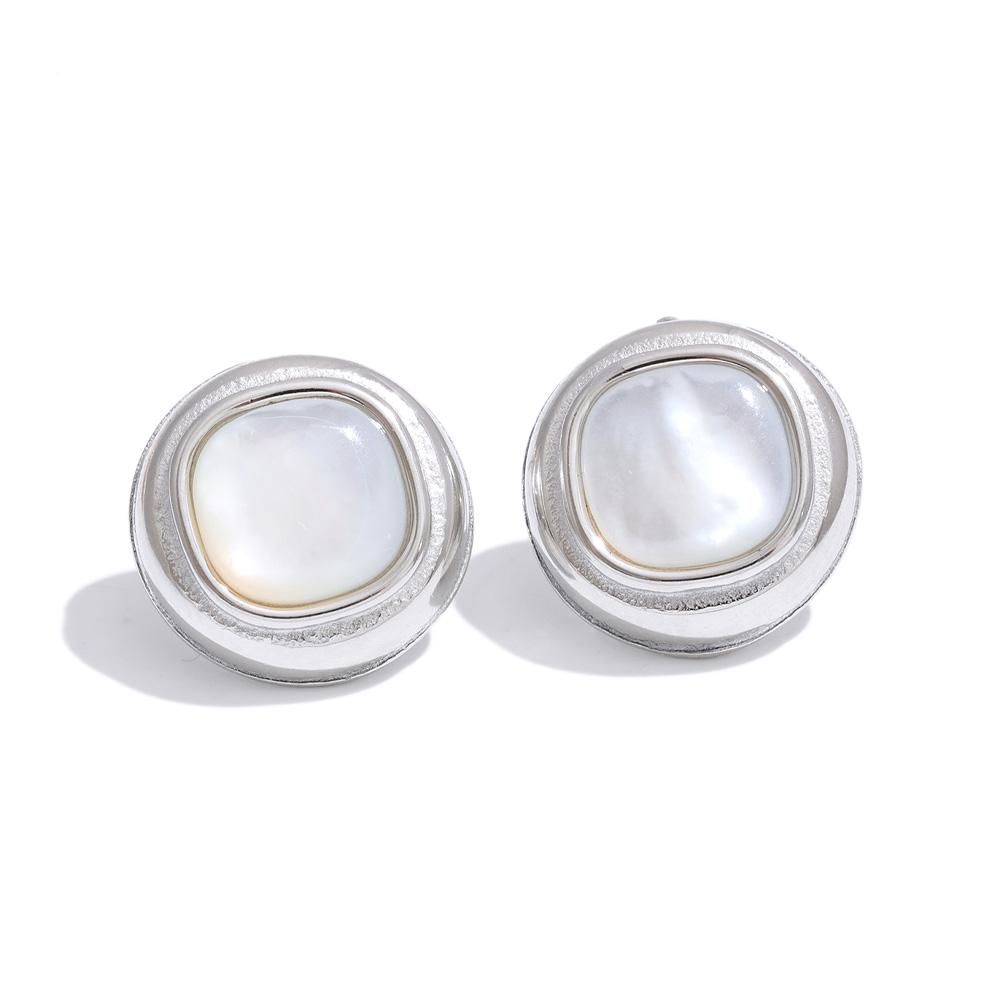 

Yhpup 13*13mm Daily Stainless Steel Thicker Shell Round Stud Earrings Water Resistant Versatile Fashion Basic Jewelry Wholesale