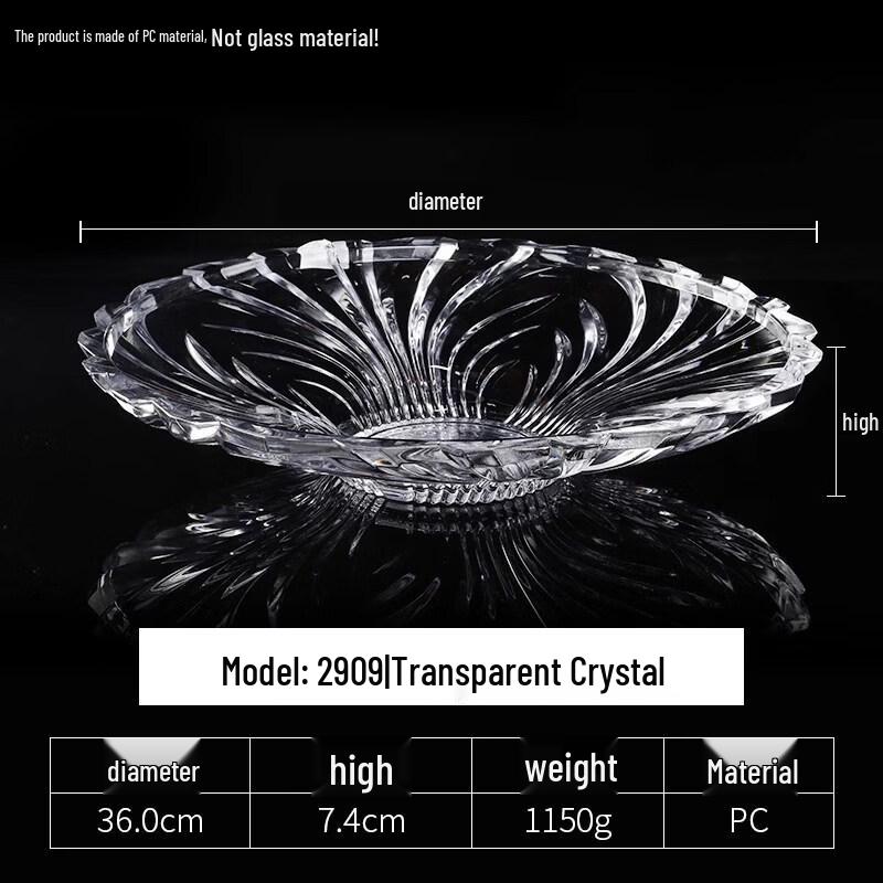 Hanyou 2909 Thickened Transparent PC Round Serving Plate