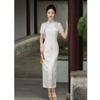 Chinese Style Imitation Acetic Acid Printing Cheongsam Summer New Retro Style Chinese Style Plain and Elegant Young Women Cheongsam Skirt