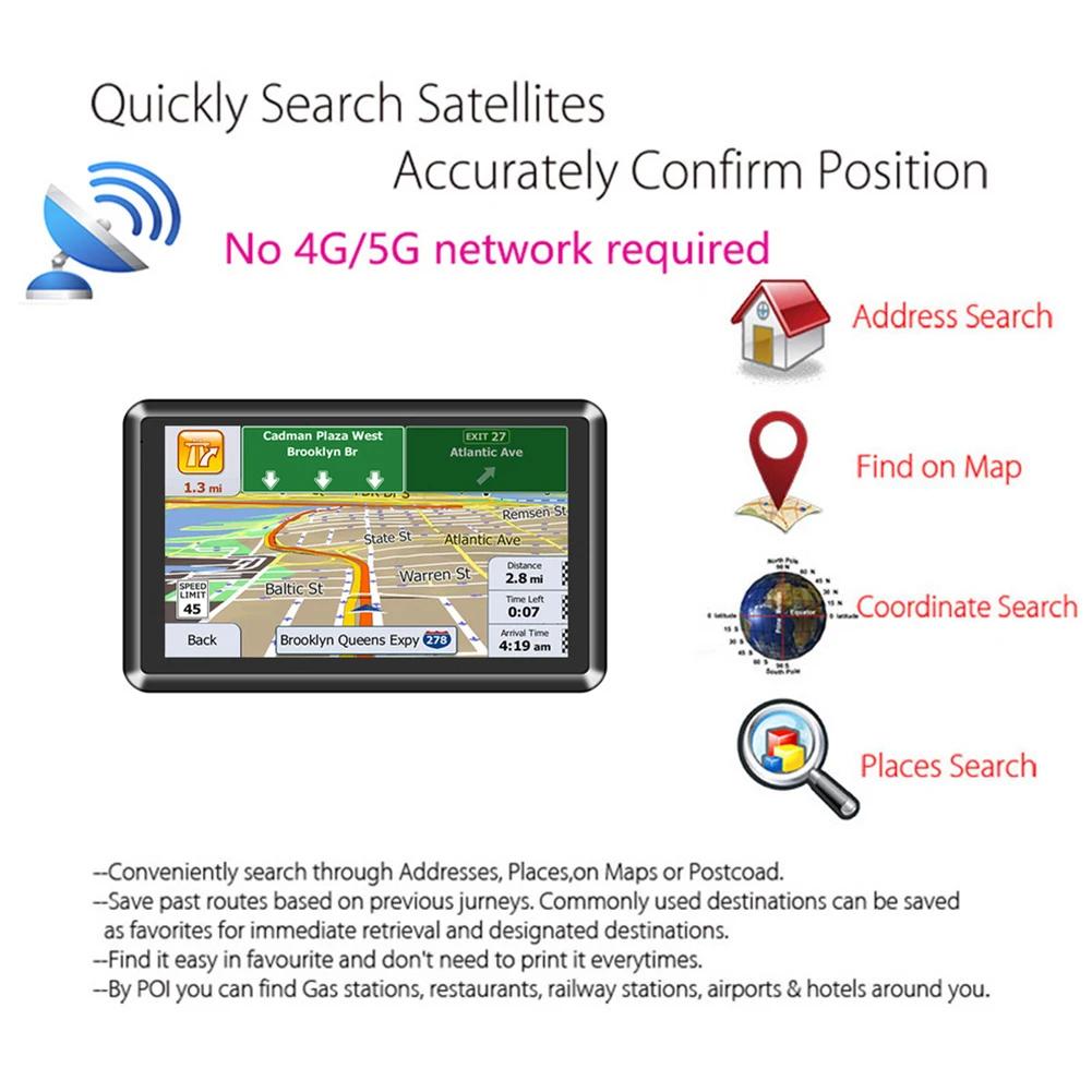 Universal 5Inch GPS Navigation for Car Truck 256MB+8G HD Navigator Australia Europe North America Map & FM Music Speeding Alarm