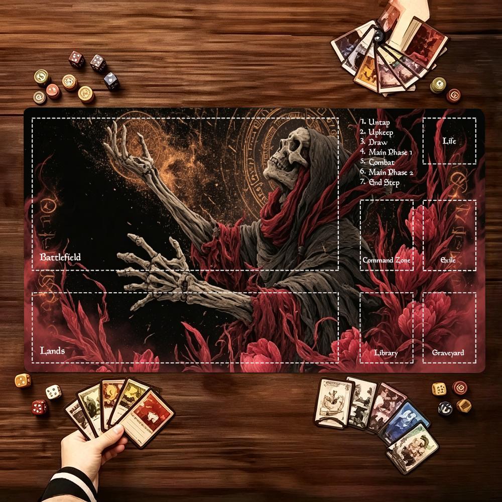 Gothic Undead Skeletondark Fantasy Art NonSlip Rubber Game Playmat For Tabletop Card Game Entertainment Desktop Gaming Sessions