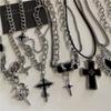 Street Vintage 90s Y2K Necklace Zinc Zinc Zinc Alloy Cross Pendant Halloween Punk Rock Necklace  Men Women