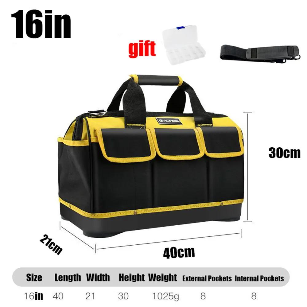 New Yellow 14/16/18/20in Tool Bag Electrician Bag 1680D Oxford Waterproof Wear-Resistant Heavy Duty Tool Storage Tool Box