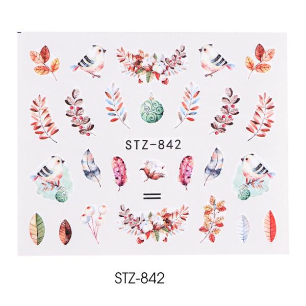 1pc 3D Nail Stickers Spring Summer Natural Flower Leaves Simulation Dried Flower Dragonfly Nail Applique Water Slides Decoration