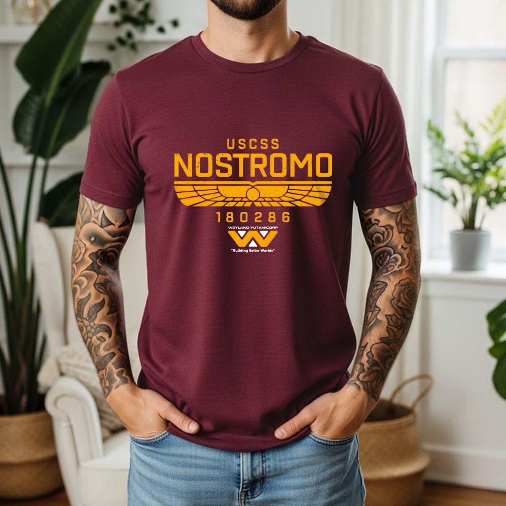 cotton t-shirt 2026 Summer 100% Cotton USCSS Nostromo Graphic Oversized Tee Nostromo Alien Sci-Fi Retro Themed Short Sleeve