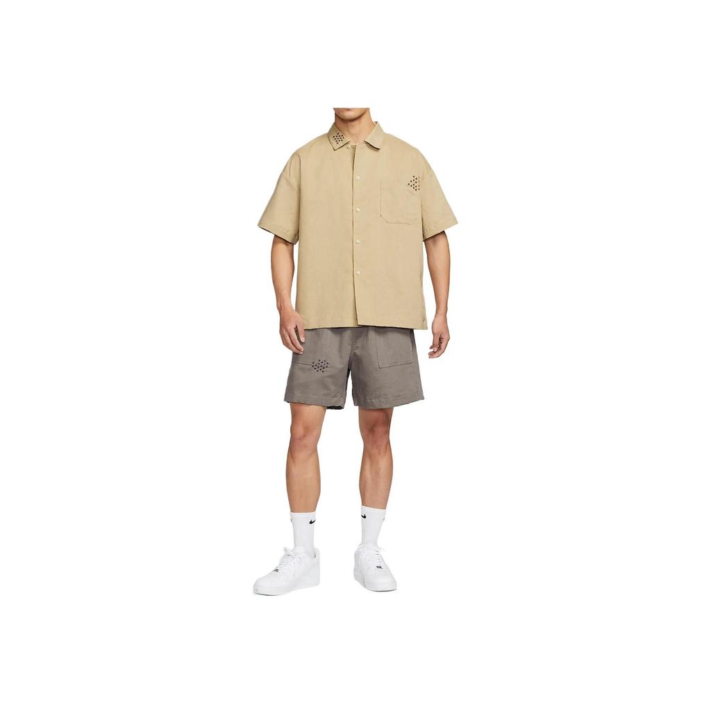 Nike Swoosh Minimalist Fashion Versatile Classic Short Sleeve Shirt Men Shirts Khaki HJ2982-297