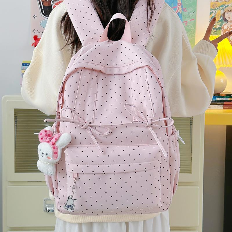 New High-value Japanese Ins Large-capacity High School Backpack Campus Backpack Polka Dot Women's Schoolbag Computer Bag