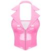 Frauen Gothic Steampunk Weste Tiefem V-ausschnitt Front Zipper Slim Fit Weste Sexy Nachtclub Party Clubwear Latex Crop Tops XXXXL