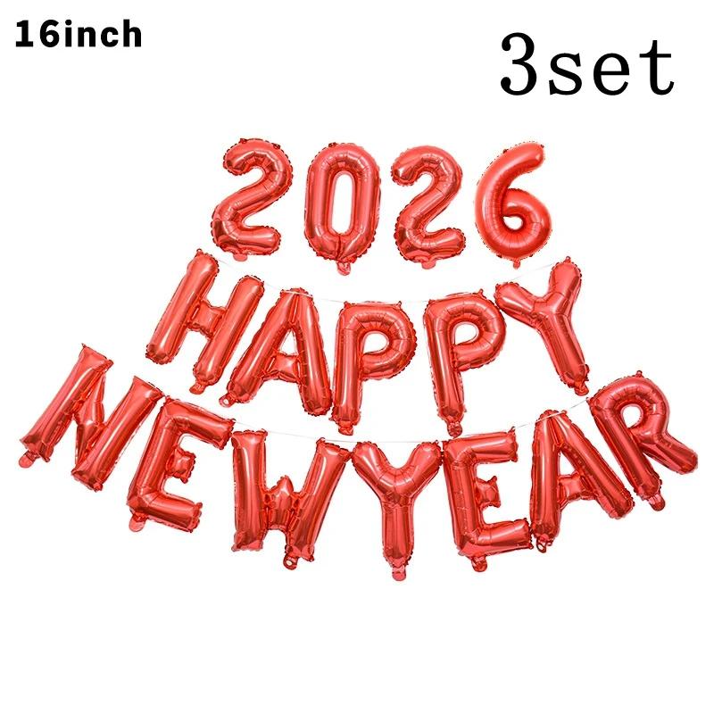 3 Sets 16 Inch Crown 2026 Number Aluminum Foil Balloon For Christmas New Year Decoration Festive Party Supplies Christmas Decor