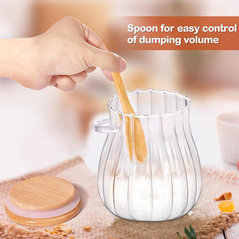 1 Pcs Glass Jars With Lids And Spoons Spice Beans Tea Glass Canisters Sealed Container For Yogurt Oatmeal Kitchen Accessories