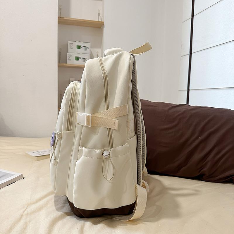 Drawstring Backpack Girl's Large Capacity Backpack Color Contrast Student Schoolbag Travel Bag