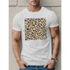 European Sizes Men's Leopard Print T-Shirt - Casual Short Sleeve, Breathable Polyester, Machine Washable - Perfect for Summer