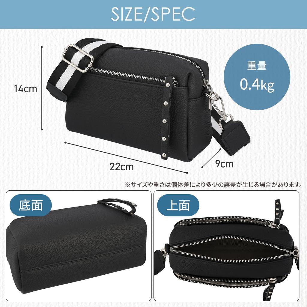 Haroi Women's Shoulder Bag, Small, Large Capacity, Genuine Leather, Mini Shoulder Bag, Pochette, Mini Bag, Casual Bag (Black)