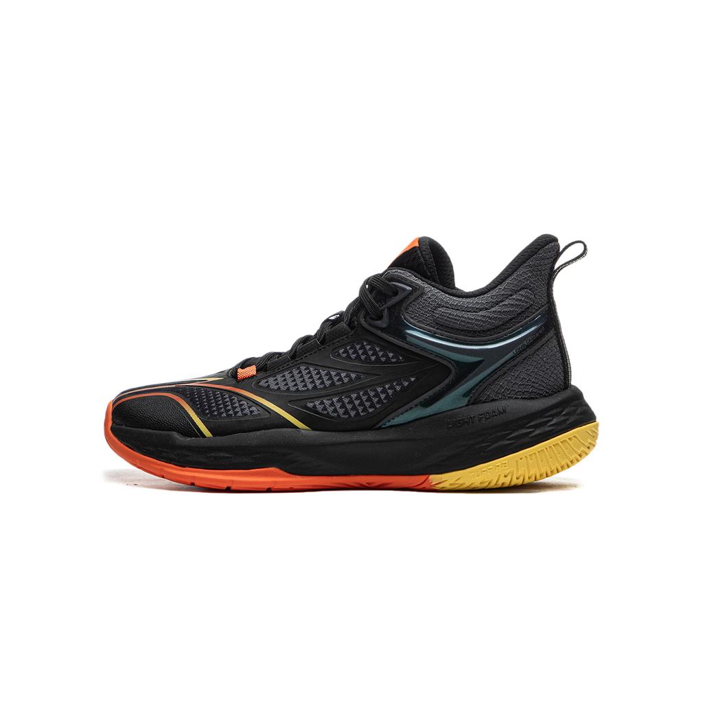 Li Ning Kids Round Head Comfortable Non-Slip Wear-Resistant Rebound Mid-Top Basketball Shoes Kids basketball shoes Black Gray YKBU088-3