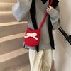 2025 Retro Plush Large-capacity Bucket Bag Women's Red Shoulder Small Crossbody Cloth Bag Niche Casual Bag
