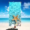 Blue Sea Starfish Beach Towel, Tropical Island Flat Print, Summer Vacation Travel Accessory, Coastal Home Living Room Decor