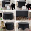 Washable Round Tablecloth Stretch Fitted Stain Resistant Stretch Tablecloth Elastic Ruffle Pleated Skirt Table Cover