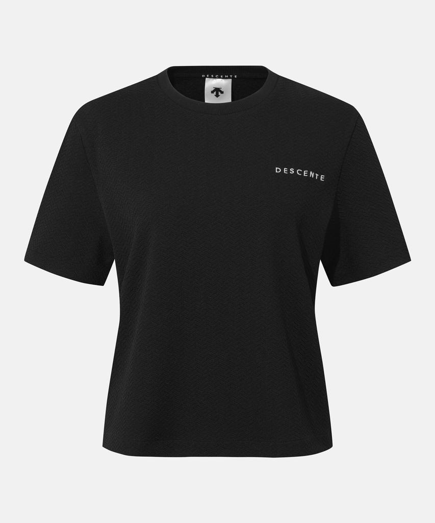 DESCENTE Women'S Jacquard Short Sleeve Sweatshirt Black Sr122Pht21