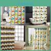 Polyester Shower Curtain Waterproof Solid Color Bathroom Decor Modern Home