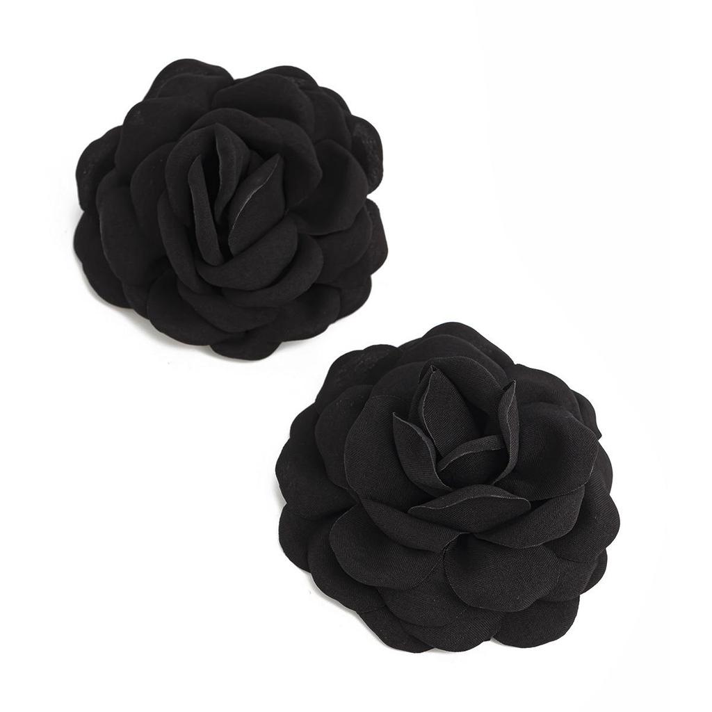 Exaggerated Big Rose Flower Earrings for Women Vintage Elegant Fabric Florals Ear Stud Earring Summer Holiday Beach Jewelry