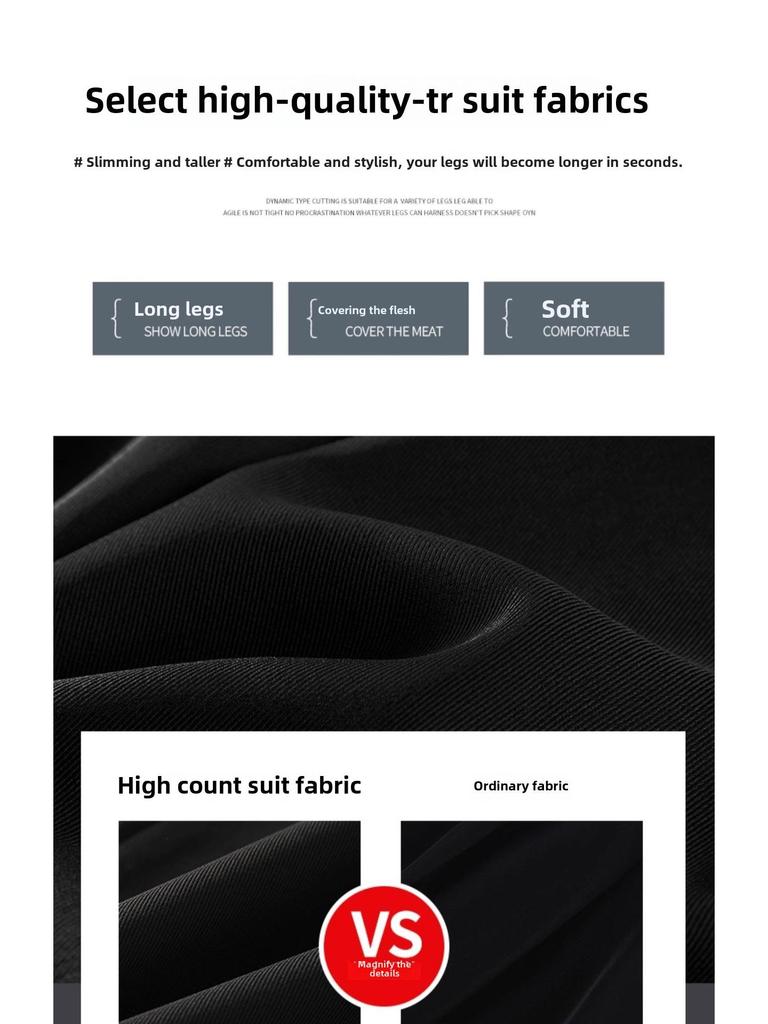 2024 Women's High-Waist Black Wide-Leg Suit Pants—Slim, Casual, High-Grade Drape for Spring