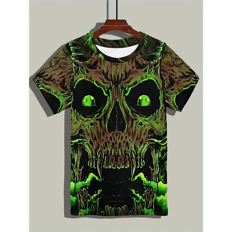 Men's T-Shirt Cool Skull Graphic 3D Printed T-Shirt Street Style Round Neck Fashion Men's Oversized