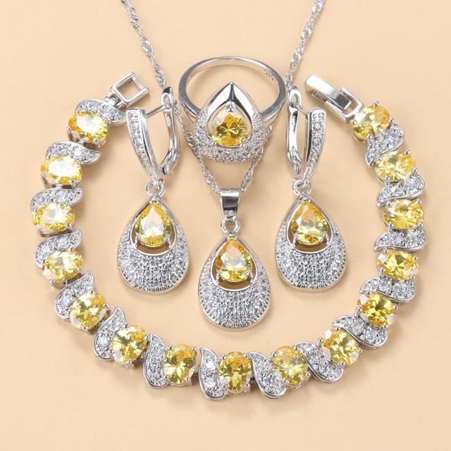 

Серьги-подвески с синим сапфиром, ожерелье и кольцо, женский комплект No.10