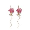 Zircon pearl chiffon bud fringed ear hook spring and summer sweet temperament earrings niche high-end versatile earrings women