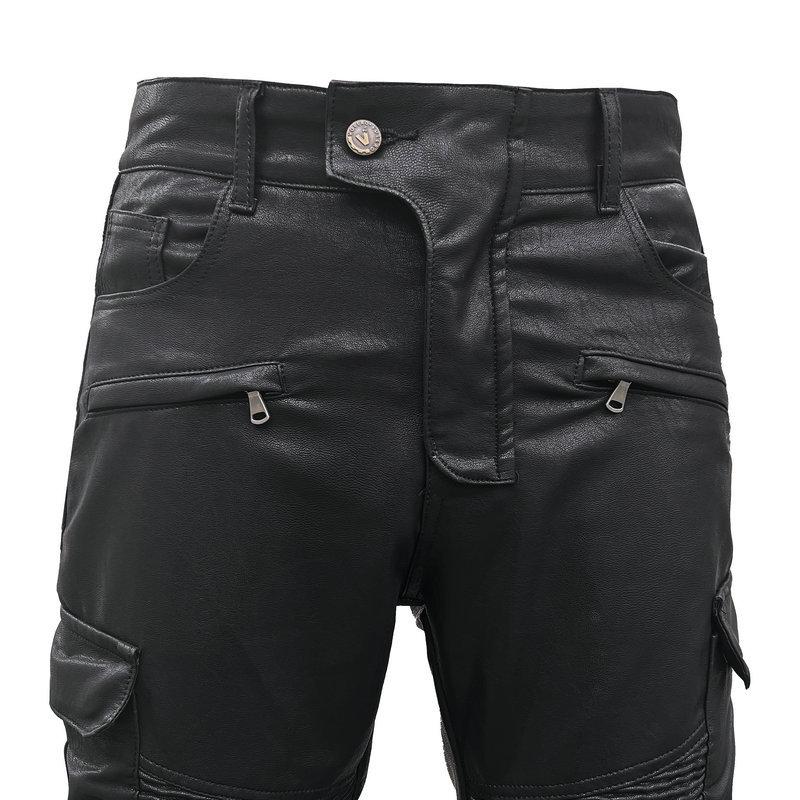 New product locomotive rider straight cycling pants anti-drop pants motorcycle waterproof windproof leather pants multi-bag overalls
