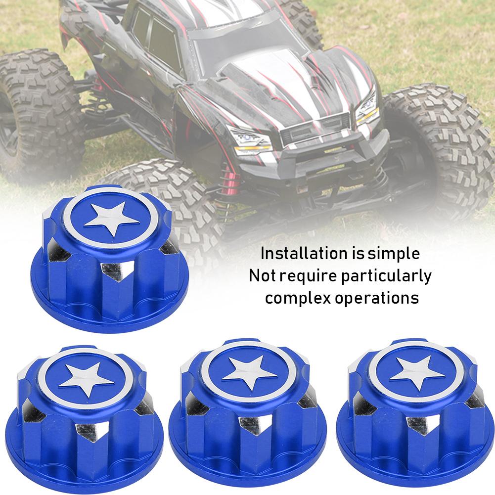 4PCS Aluminium Alloy Metal 17mm Hex Wheel Mount Nuts Set Fit for X MAXX Summit Traxxas RC