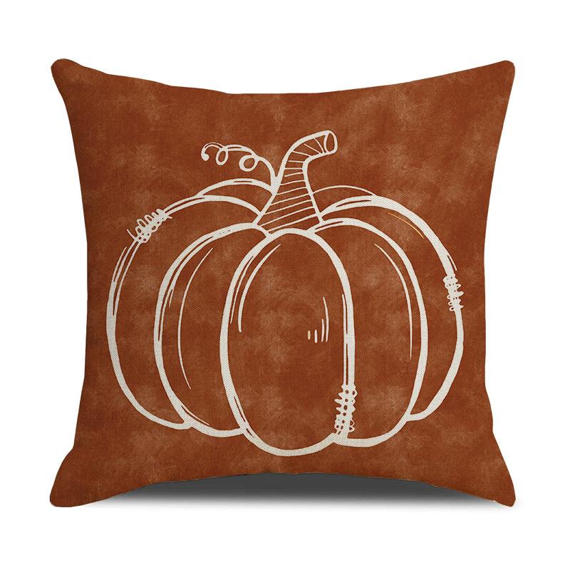 Pumpkin Maple Leaf Letter Cushion Cover Autumn Harvest Linen Print Sofa Cushion Cover Bedroom Bedside Cushion