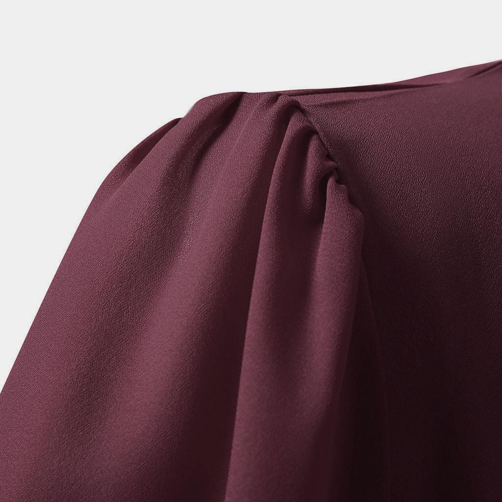 Women's  Mesh Panel Blouse 3/4 Bell Sleeve Loose Top Shirt Dress