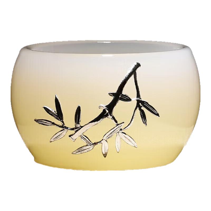 Gold-Inlaid Jade Ceramic Kung Fu Teacup