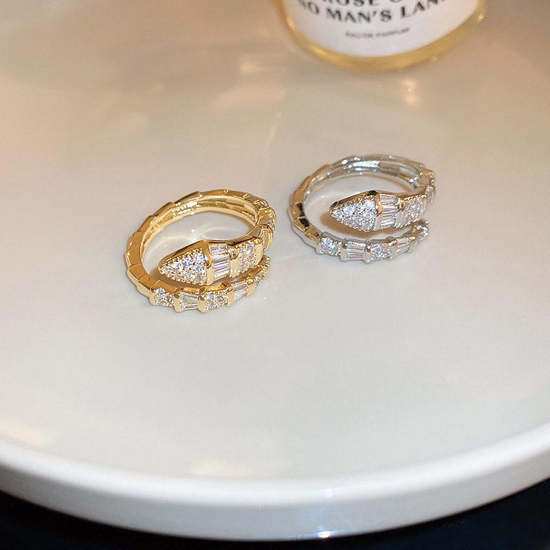 Zirconia Snake-Shaped Open Ring: Elegant High-End Index Finger Jewelry