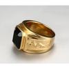 Siegelring aus Edelstahl mit schwarzem Achat für Herren, vergoldete Club-Partyringe