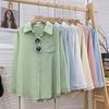 High-end Sense Unique Texture Pleated Loose Long-sleeved Shirt for Women Fresh Design Sense Top for Autumn