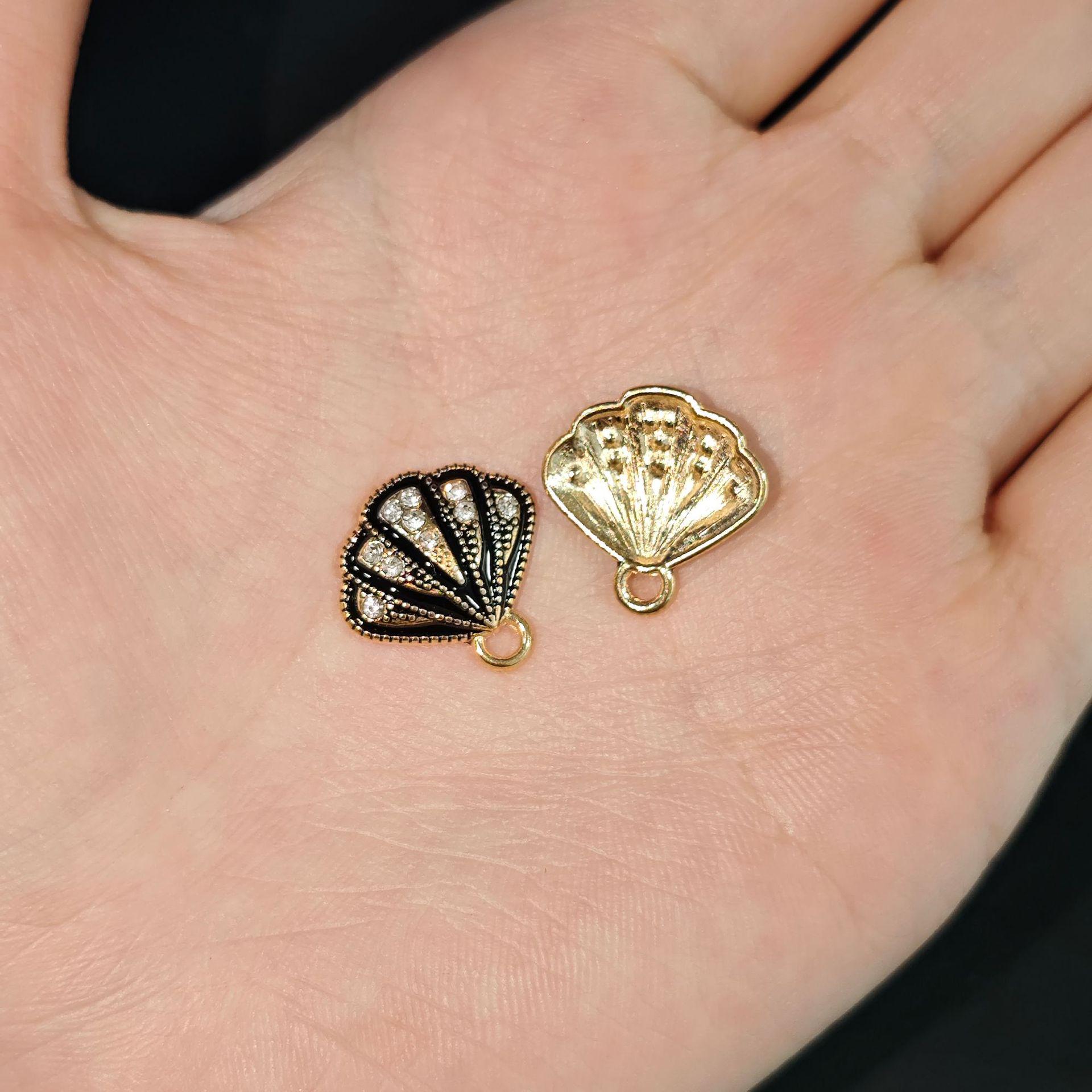 Alloy Seashell Drill Necklace & Earrings Charms – Small Ocean Pendant DIY for Jewelry & Phone Chains Full Drill Small Seashell
