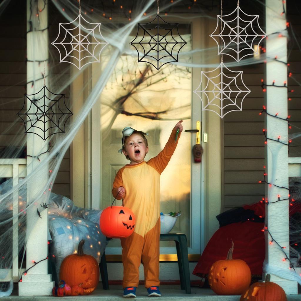 12pcs Halloween Spider Web Giant Spider Web Decoration Black Stretchy Cobweb Party Bar Haunted House Home Decoration