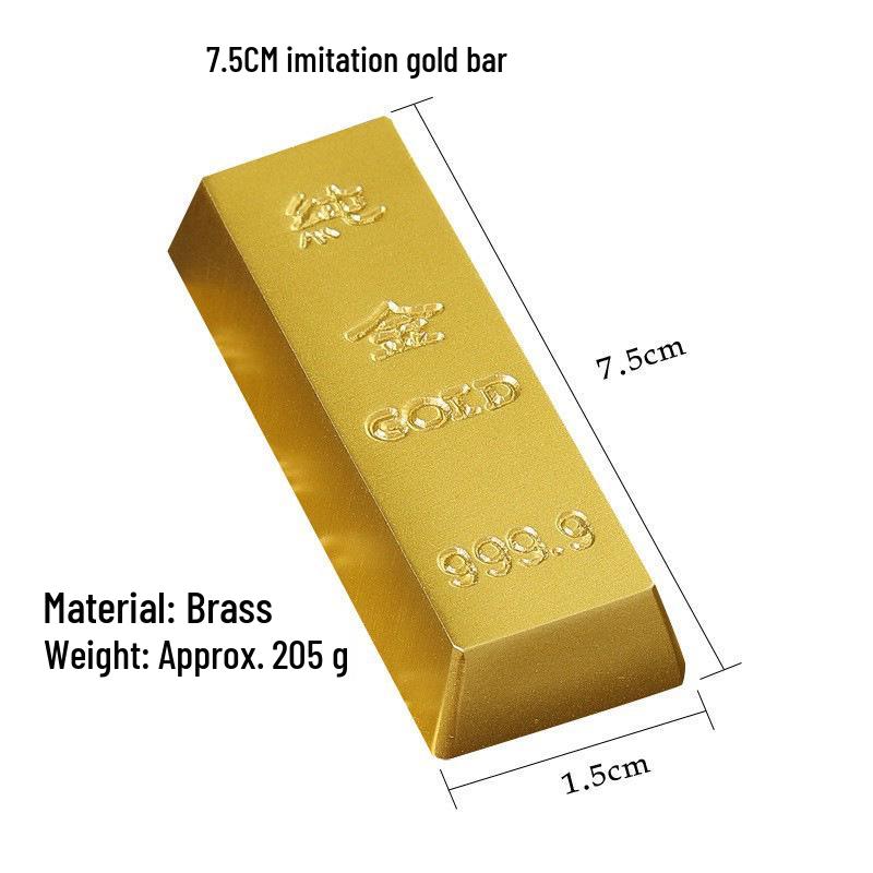 Brass Faux Gold Bar Yuanbao Copper Desk Ornament Fortune Paperweight Decoration Prop