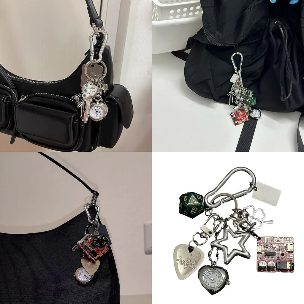 Guitar Pick Key Accessory Fashionable Keychain Pocket Watch Keyrings Alloy Texture Suitable for Party and Casual Outfits
