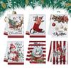 Christmas Towels 6-Piece Seasonal Home Decor Christmas Dish Towels Set Bathroom Rags For Home Farmhouse Desktop Wall Party