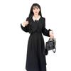 Romantic Niche Dress Large Size Fat Mm Retro Color Matching Polo Collar Fake Two-piece Dress Autumn and Winter Hepburn Style