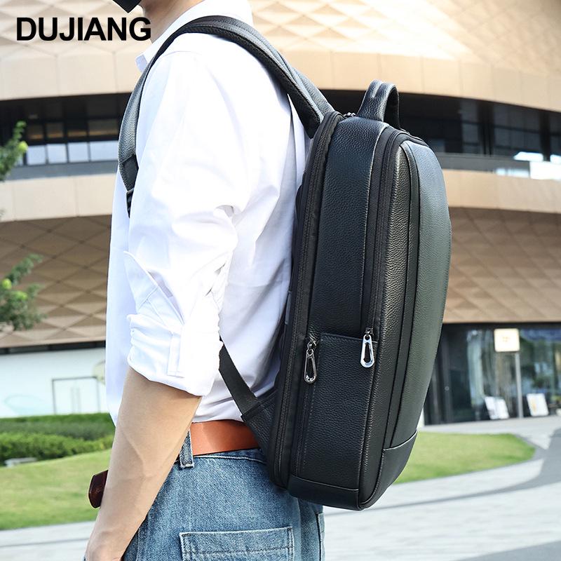 Men's Luxury Cowhide Business Laptop Backpack, 15.6", for Work and Travel