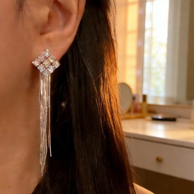 Long Tassel Earrings Cold Wind Niche High-End Earrings Personality Trend Exaggerated Earrings