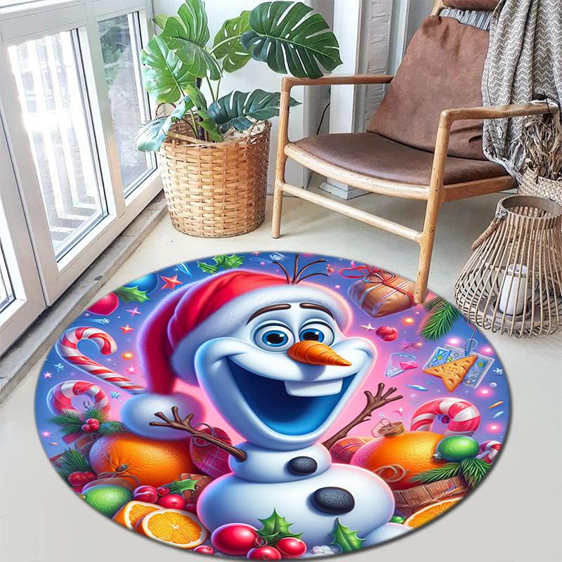 Cute Christmas Day Gift Bell Santa Claus Snowman Christmas Tree round rug Home Soft Decorative Anti slip Chair Mat Carpet Outdoor Floor Mat Carpet 11