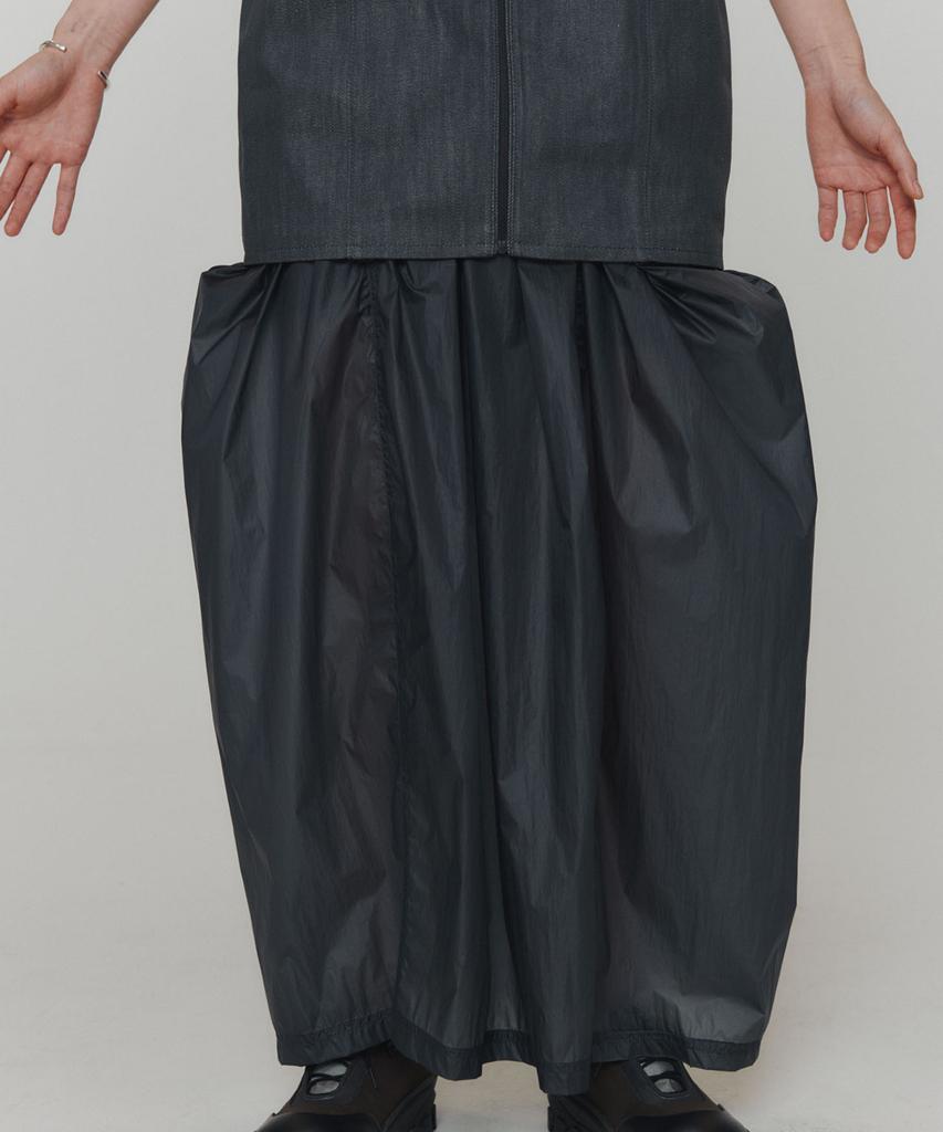 Amomento Layered Shirring Skirt_Navy