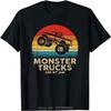Monster Truck Are My Jam Vintage Tees Retro Sunset Cool Engines T-Shirt Monster Truck Car for Birthday Boy Sons Gifts Cute Tops